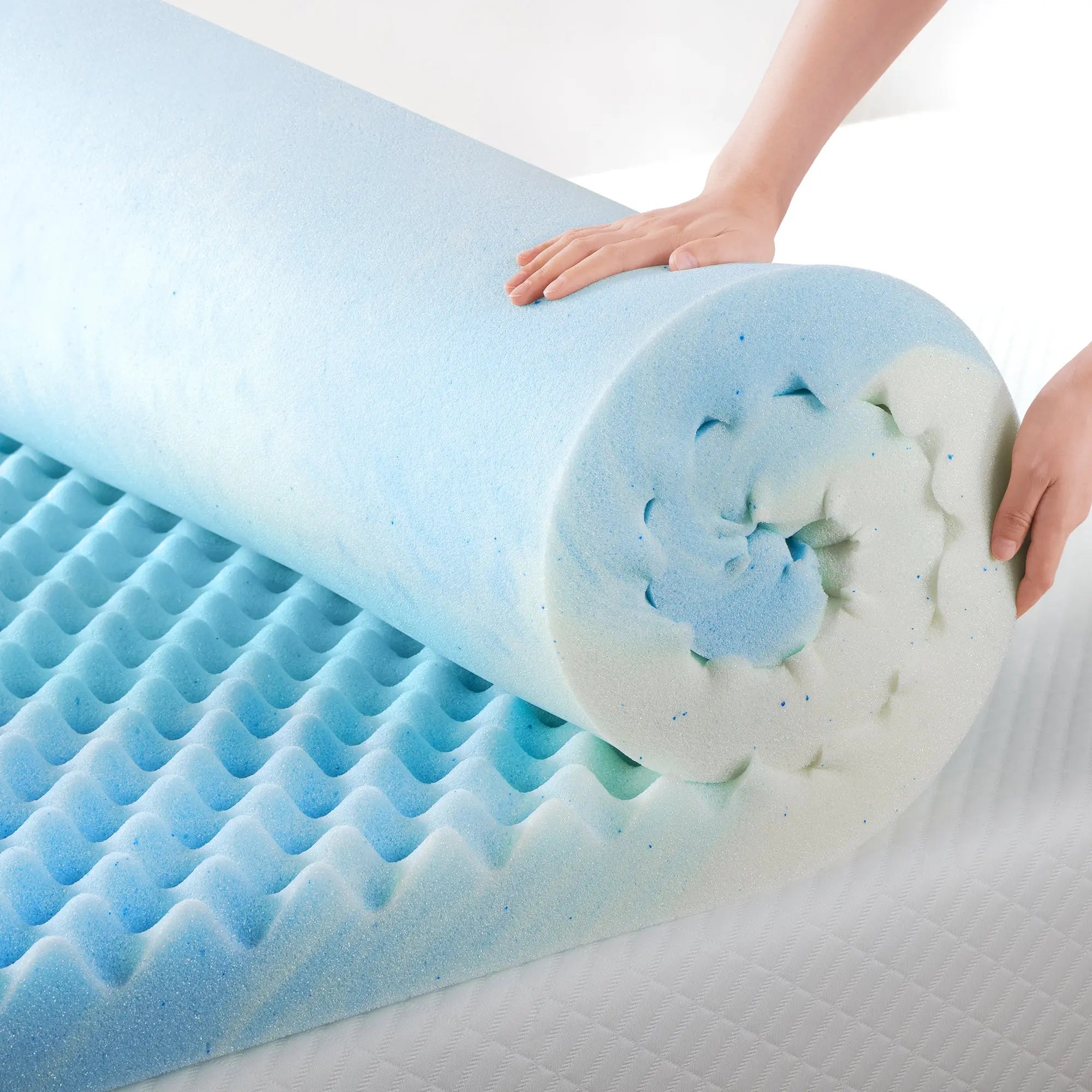 Zinus 1.5" Swirl Gel Cooling Memory Foam Mattress Topper, King Hand C Mart