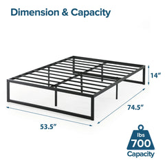 Zinus Abel 14" Metal Bed Frame with Steel Slat Support Full Hand C Mart