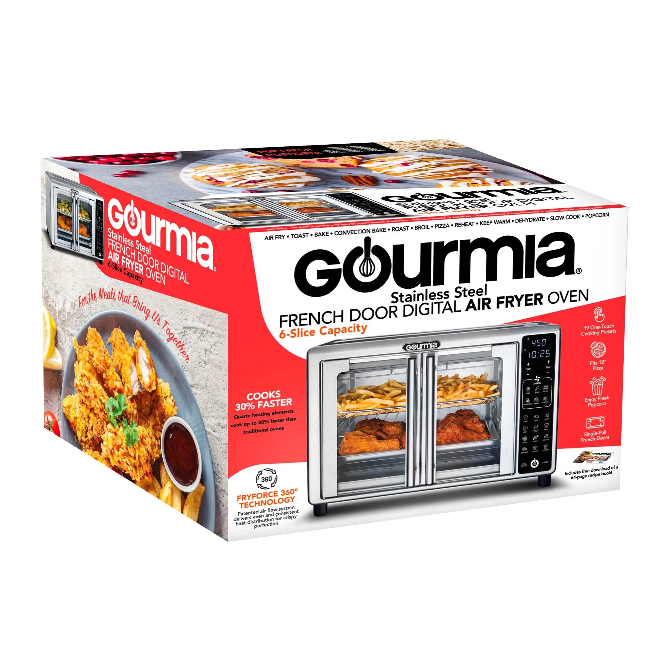 Gourmia Digital Toaster Oven with Adjustable Temperature and Timer Controls
