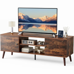 edx Modern TV Stand for 55 60 inch TV, Mid Century Entertainment Centre, Media Console Table with Storage for Living Room, Office, Brown Hand C Mart