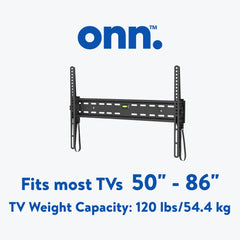 onn. Tilting TV Wall Mount for 50" to 86" TV's, up to 12° Tilting Hand C Mart