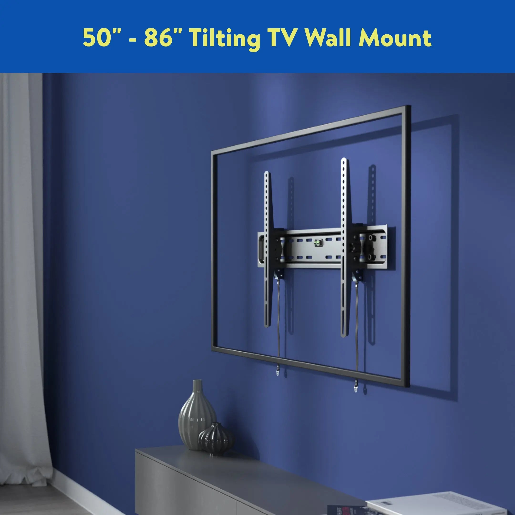 onn. Tilting TV Wall Mount for 50" to 86" TV's, up to 12° Tilting Hand C Mart